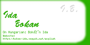 ida bokan business card